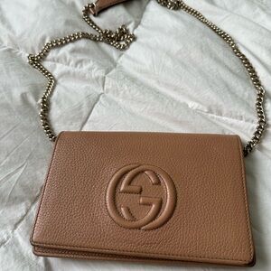 Gucci Brown Leather Crossbody Bag with Chain
